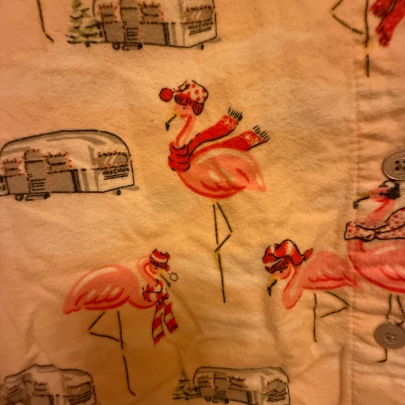 Nick Nora Vintage Flamingo Airstream Flannel Pajamas Set M - Picture 8 of 10
